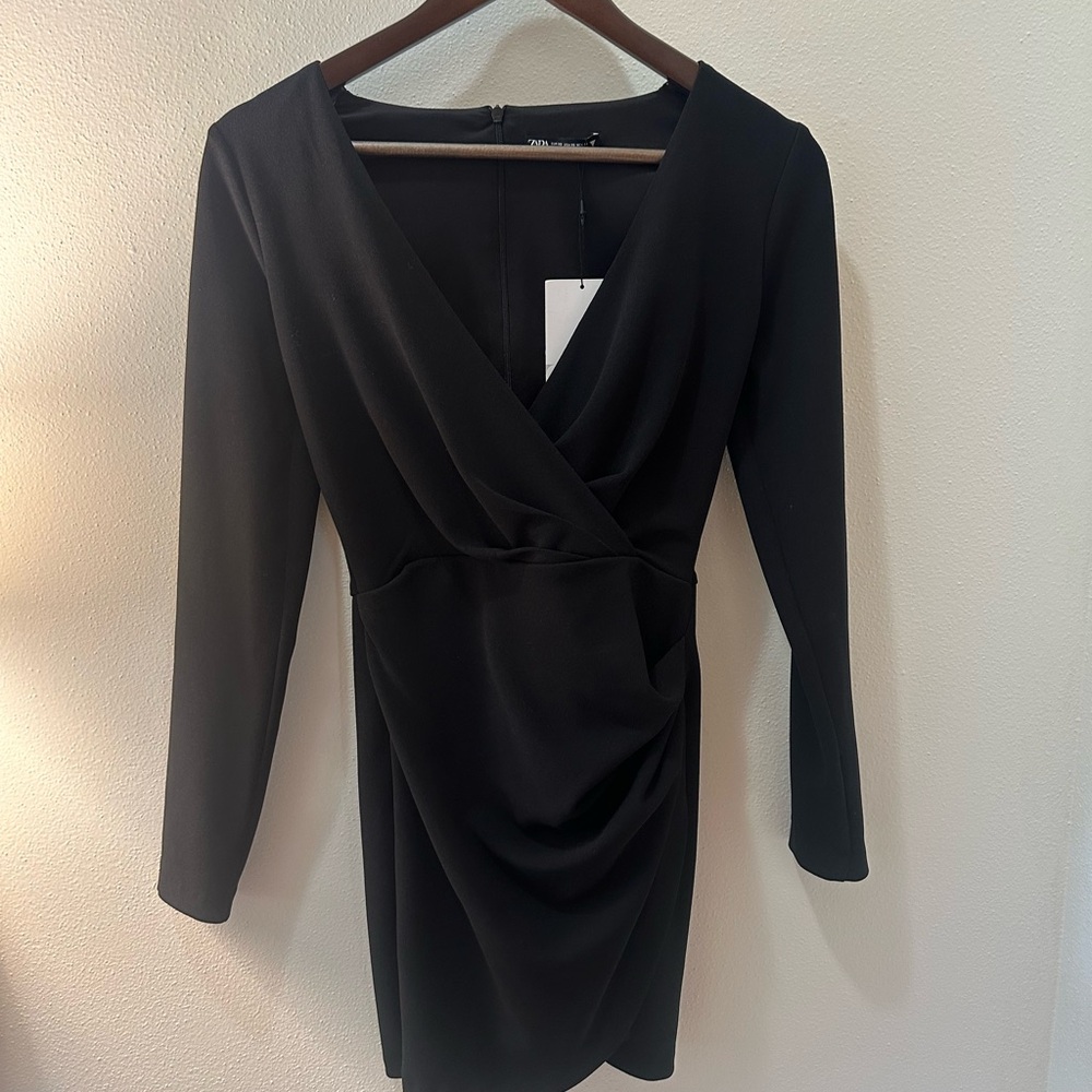 Zara Elegant Black Long Sleeve Dress